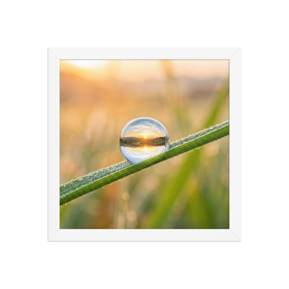 Dewdrop Sunrise Art Print, macro nature photography, botanical wall art, nature-inspired home decor, gift for nature lovers