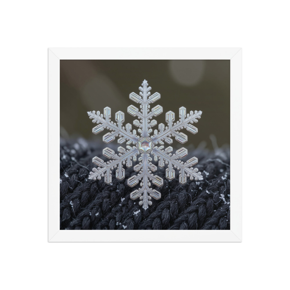Natural Snowflake Art Print, realistic macro photography, winter wall decor, study or office decor, nature lover gift