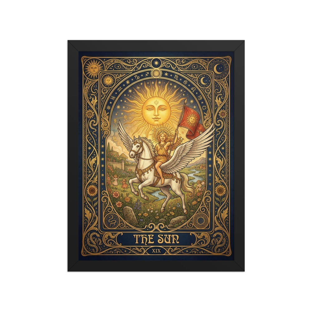The Sun Tarot Art Print, mystical tarot wall art, Art Nouveau decor, reading nook, gift for tarot lovers and readers