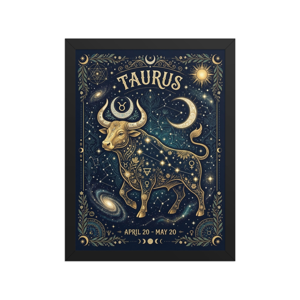 Taurus Zodiac Art Print, esoteric boho celestial illustration, bedroom wall art, astrology gift for Taurus lovers