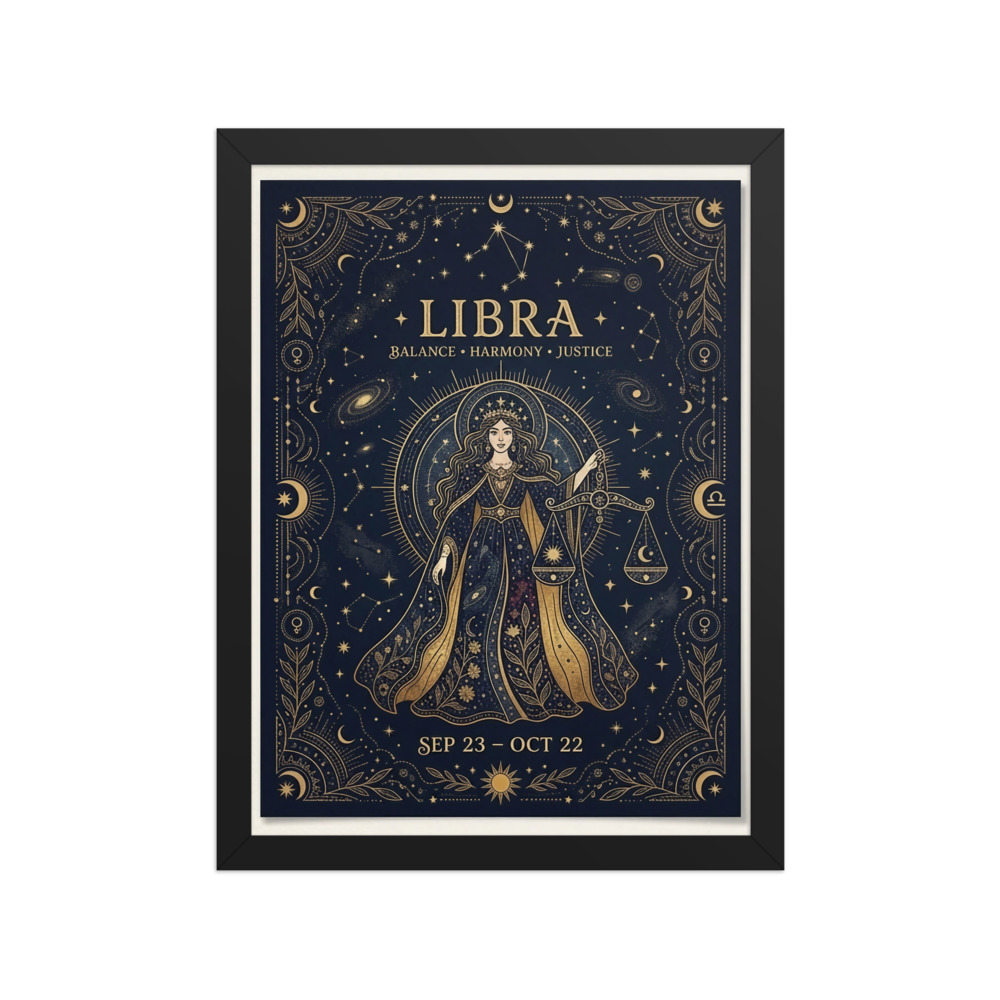 Libra Zodiac Art Print, mystical celestial zodiac wall art, boho bedroom decor, astrology gift for Libra lovers