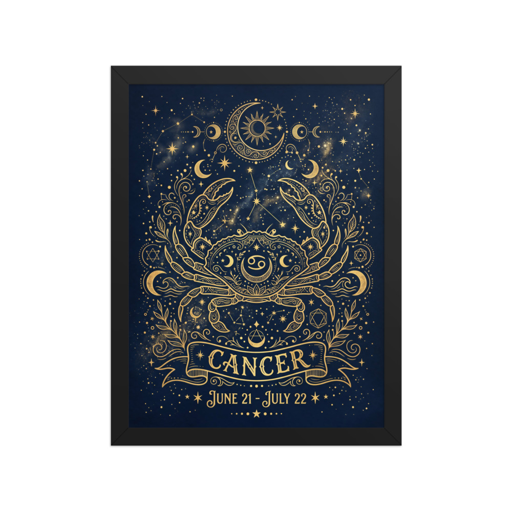 Cancer Zodiac Art Print, celestial boho wall art, astrology bedroom decor, Cancer birthday gift, zodiac constellation design