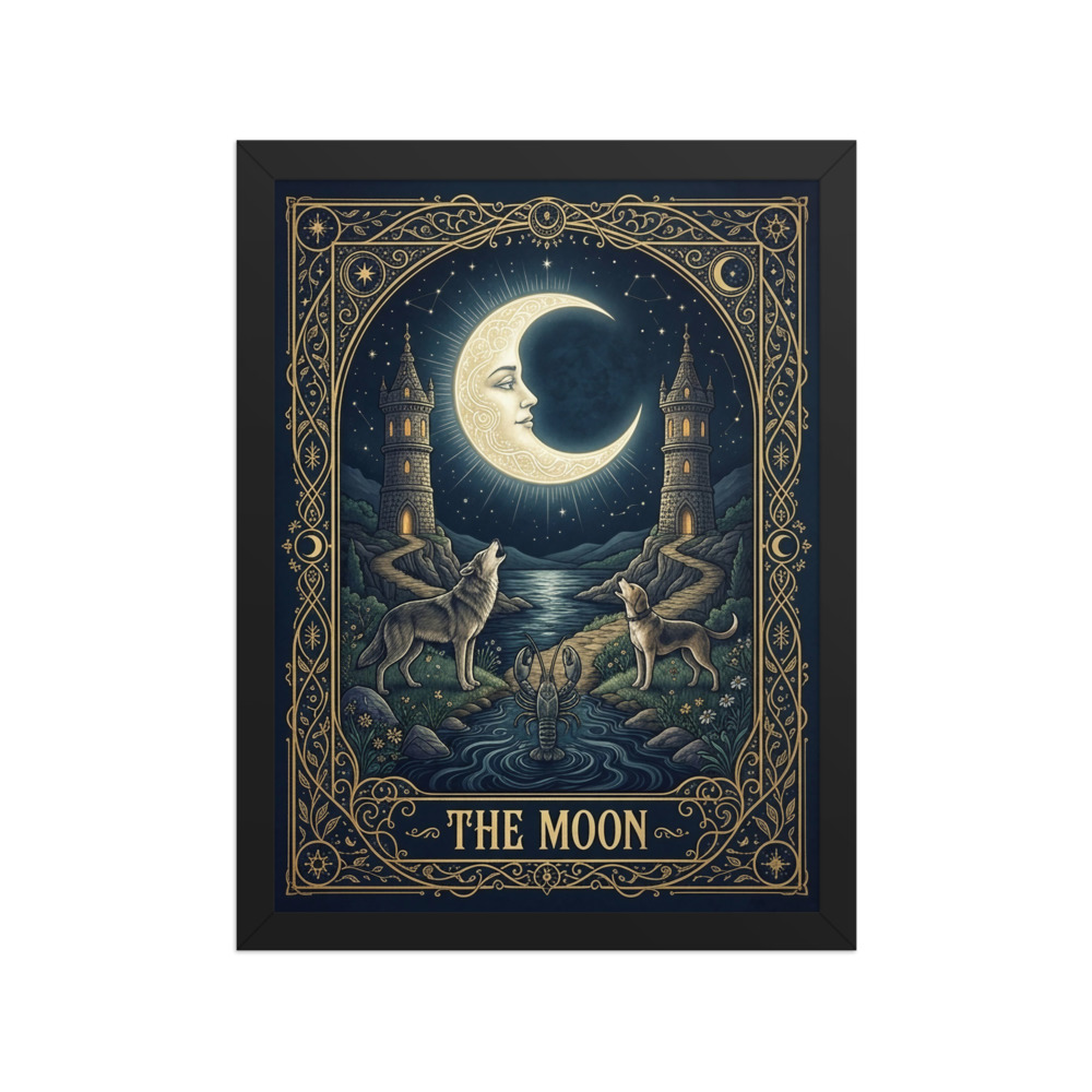 The Moon Tarot Art Print, ornate Art Nouveau design, mystical wall decor, tarot gift, esoteric home decor accent