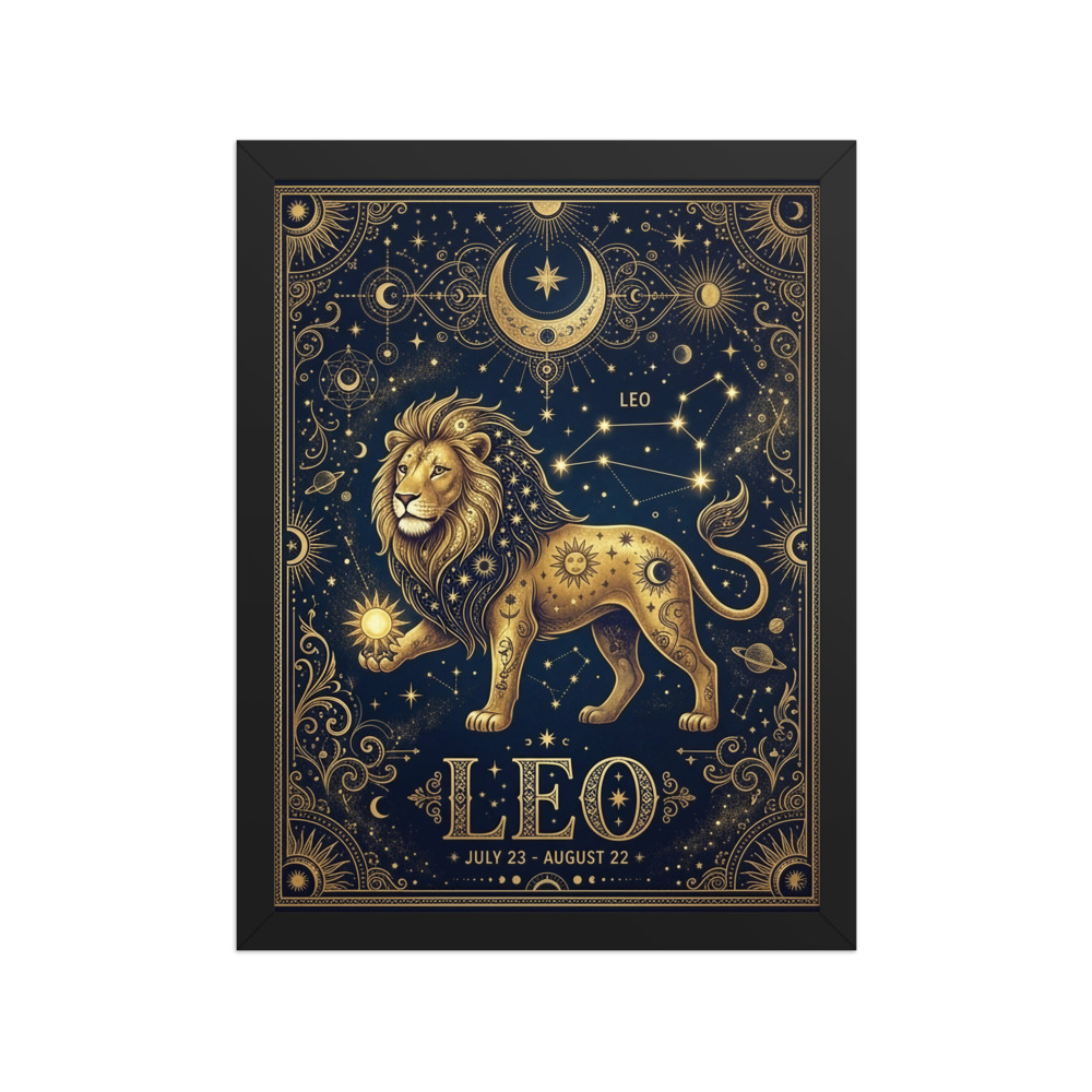 Leo Zodiac Art Print, mystical celestial wall art, boho astrology decor, bedroom accent, gift for Leo lovers and stargazers