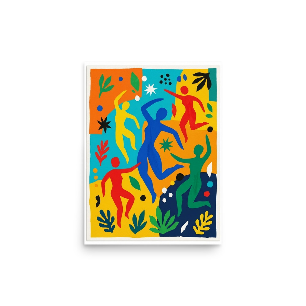 Dancing Figures Art Print, Matisse-inspired abstract, bold colorful wall art, modern living room decor, creative gift for art lovers