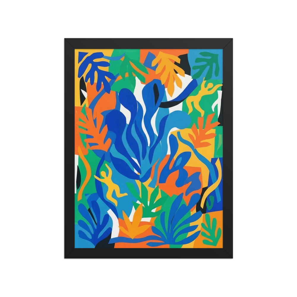 Abstract Blue Shapes Art Print, Matisse-inspired decor, modern gallery wall, colorful living room, thoughtful gift