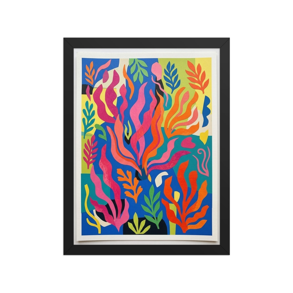 Pink Seaweed Shapes Art Print, Matisse-inspired abstract, colorful modern wall art, playful gift for design lovers