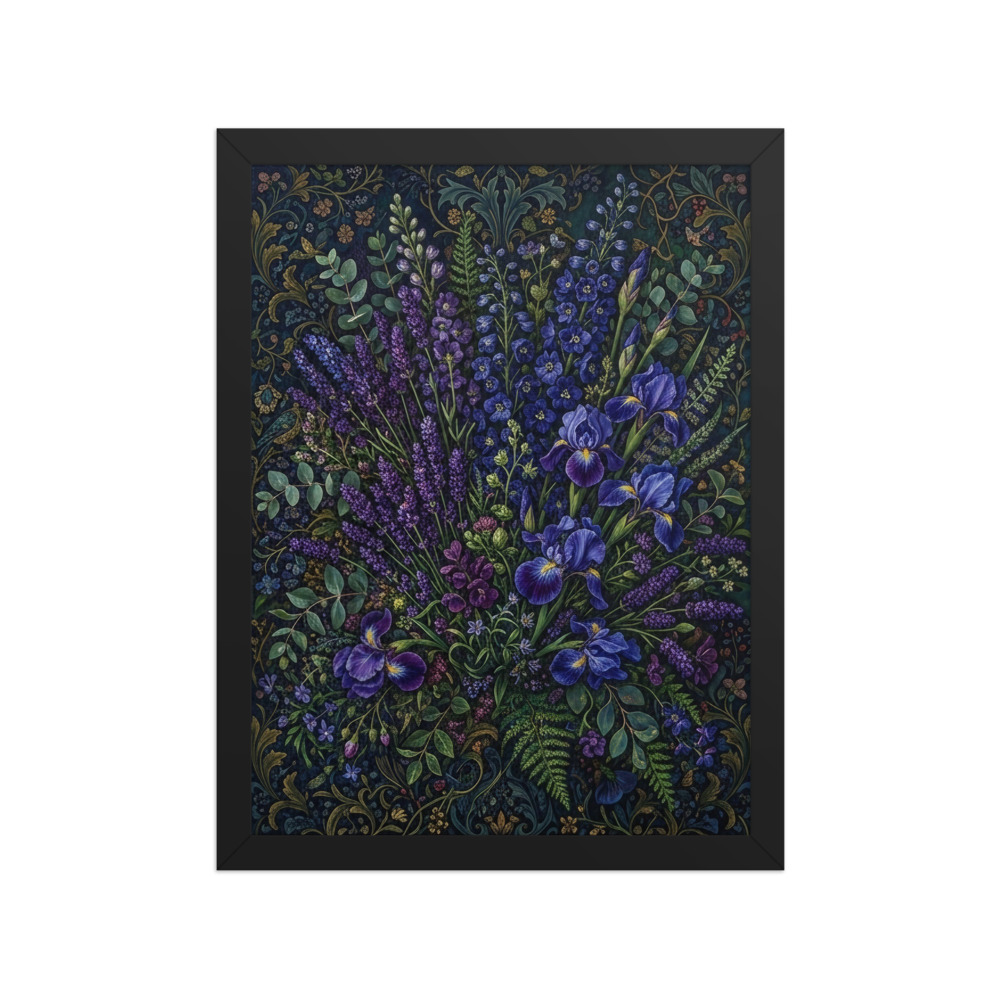Maximalist Botanical Art Print, moody floral wall decor, jewel-tone gallery wall, painterly botanical style, flower lover gift