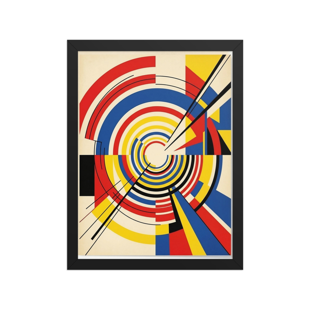Bauhaus concentric arcs art print, primary color geometric wall art, minimalist modernist decor, gift for design lovers