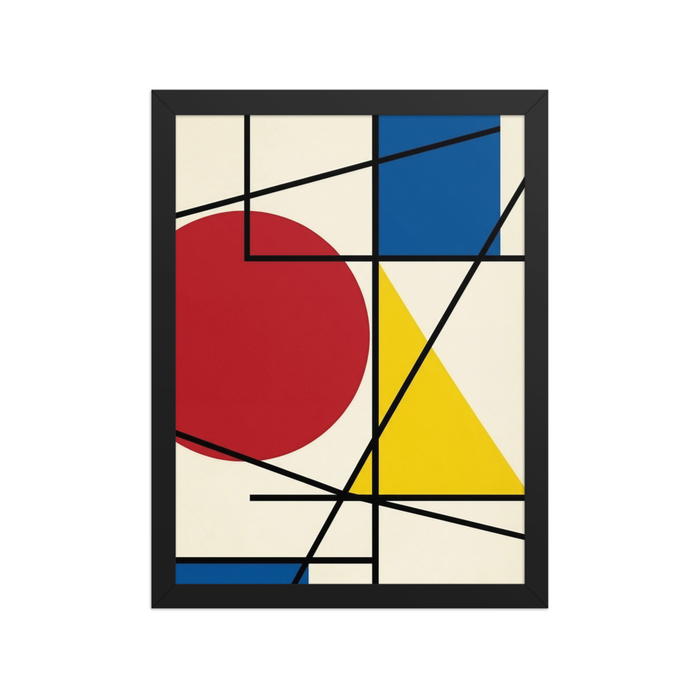 Red Circle Blue Square Art Print, Bauhaus geometric wall art, minimalist living room decor, gift for design lovers