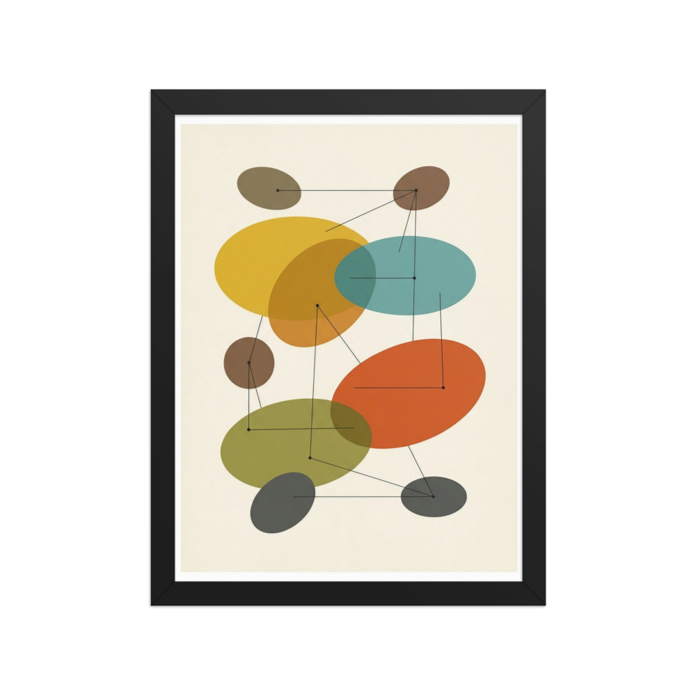 Balanced oval abstract art print, mid-century modern decor, minimalist living room art, retro gift for design lovers