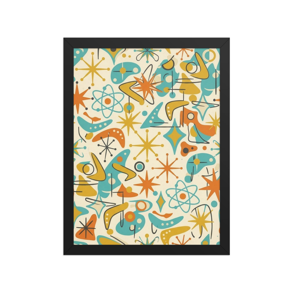 Atomic Starburst Pattern Art Print, retro mid-century style, geometric wall art, living room decor, gift for design lovers
