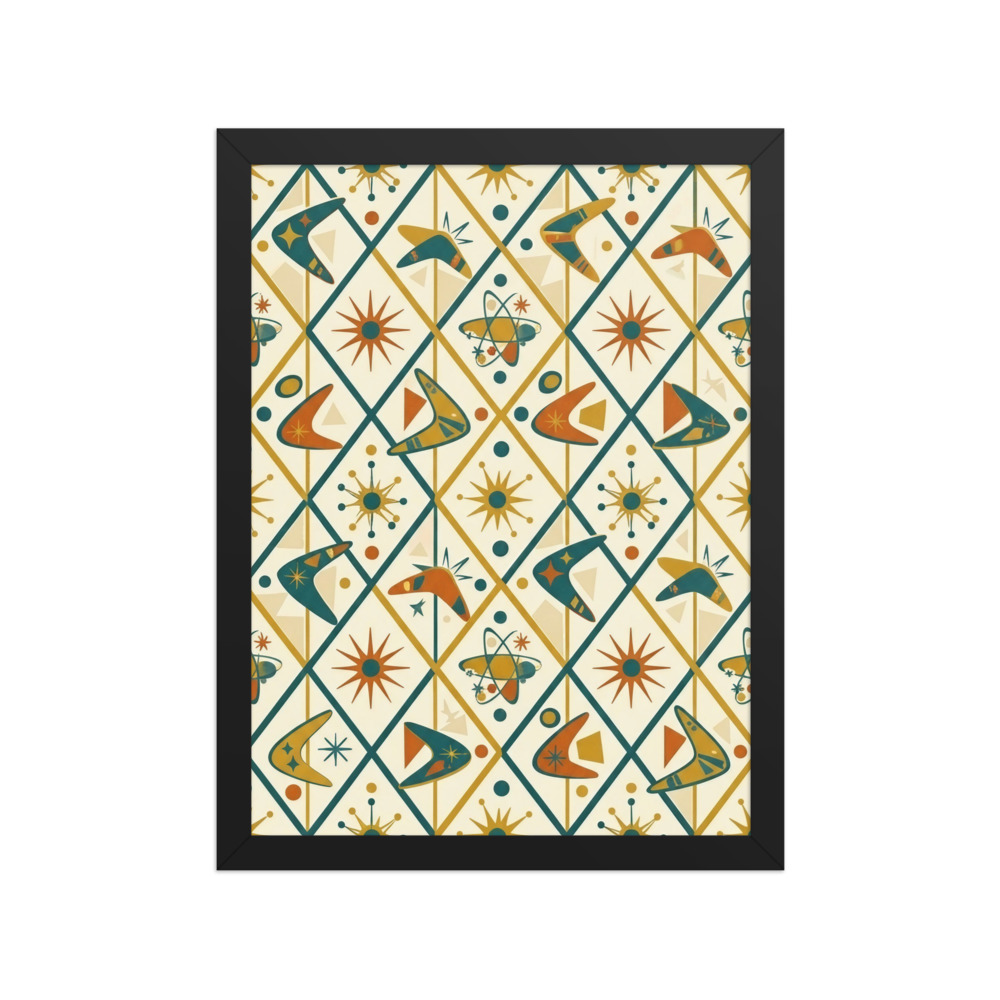Boomerang Lattice Grid Art Print, mid-century modern decor, retro geometric wall art, gift for design lovers, office accent