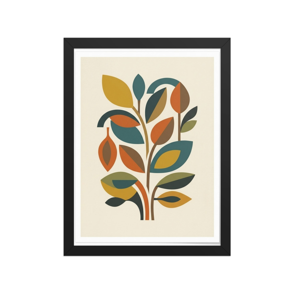 Abstract Leaf Cluster Art Print, mid-century modern decor, minimalist wall art, living room accent, gift for design lovers