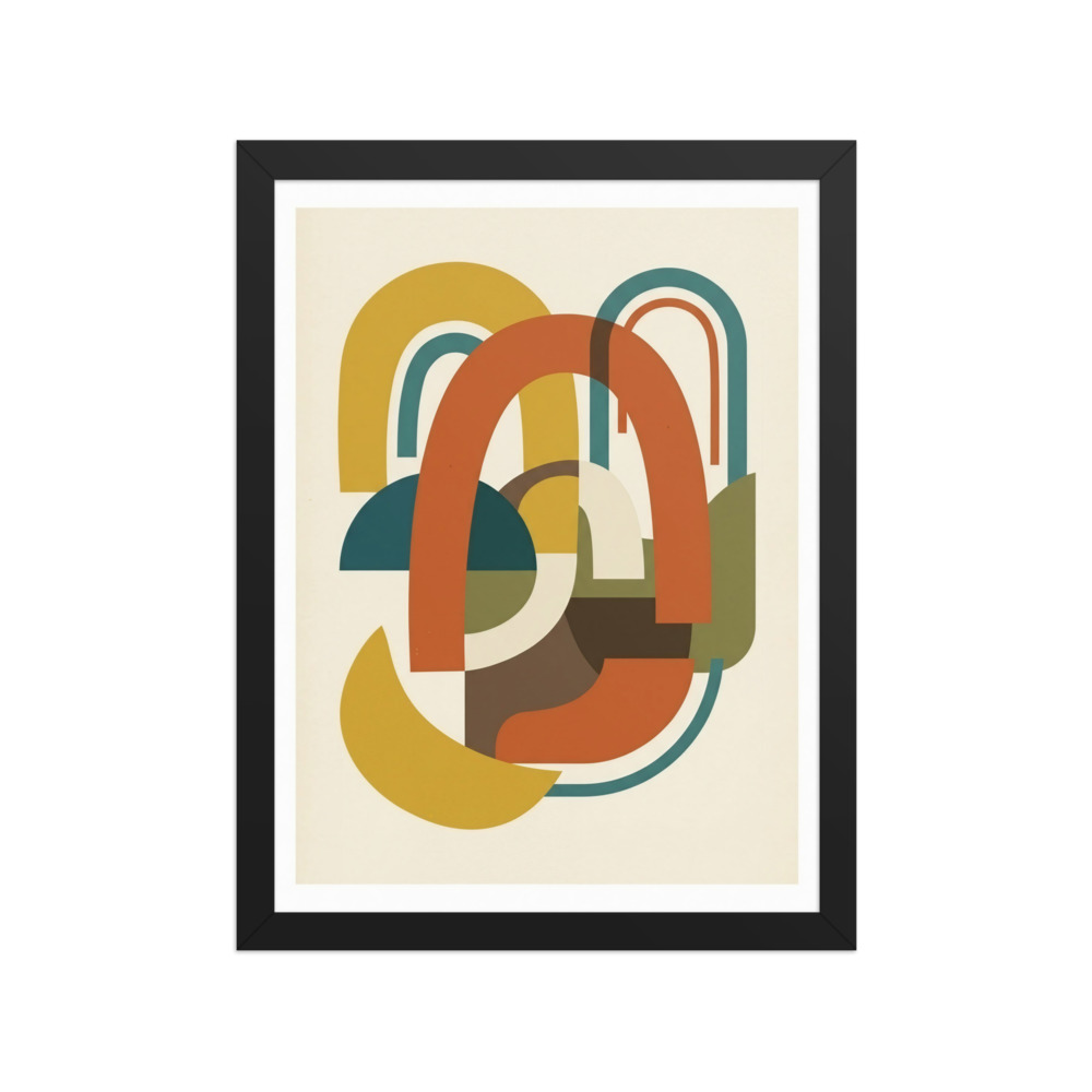 Burnt Orange Arches Art Print, mid-century modern wall art, minimalist living room decor, retro abstract gift for design lovers