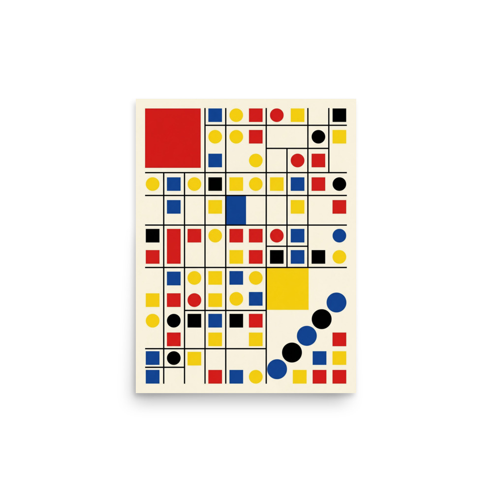 Bauhaus geometric art print, minimalist modernist decor, colorful wall art for living rooms, gift for design lovers