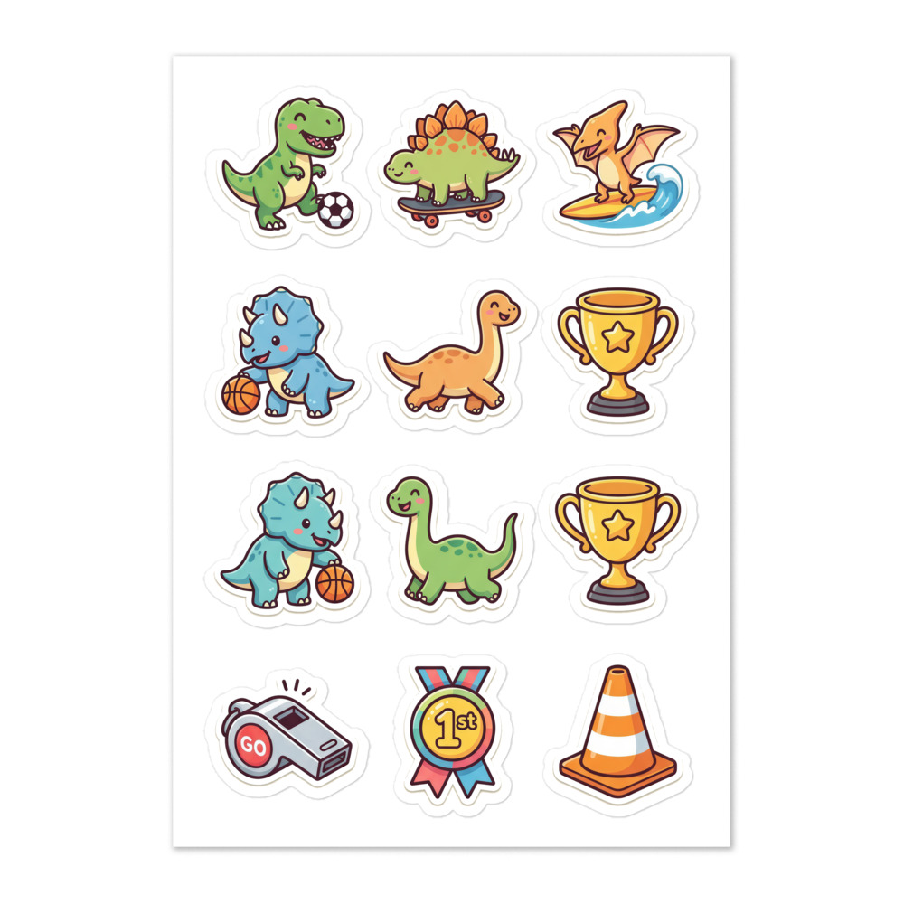 Dino Sports Sticker Sheet