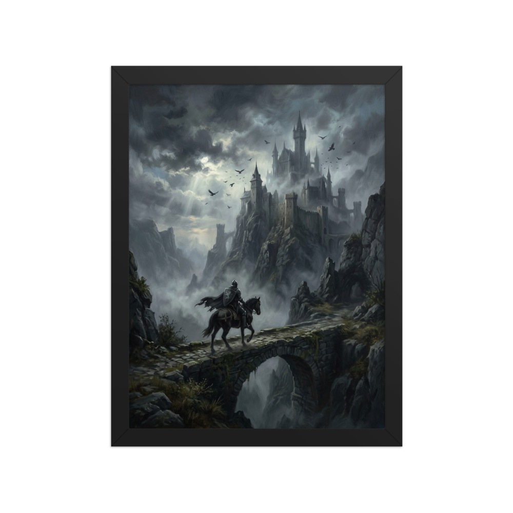 Knight on Horseback Art Print, dark fantasy wall art, study or reading nook decor, gift for medieval fantasy fans