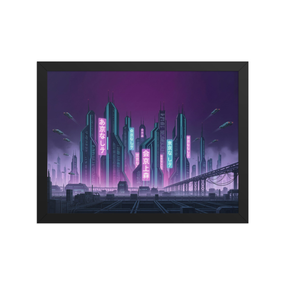 Tokyo 2099 Cyberpunk Cityscape Art Print, futuristic wall art, modern living room decor, gift for sci-fi lovers