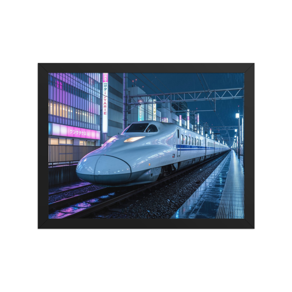 Tokyo Express Art Print, cyberpunk wall art, neon train artwork, modern office decor, gift for design lovers