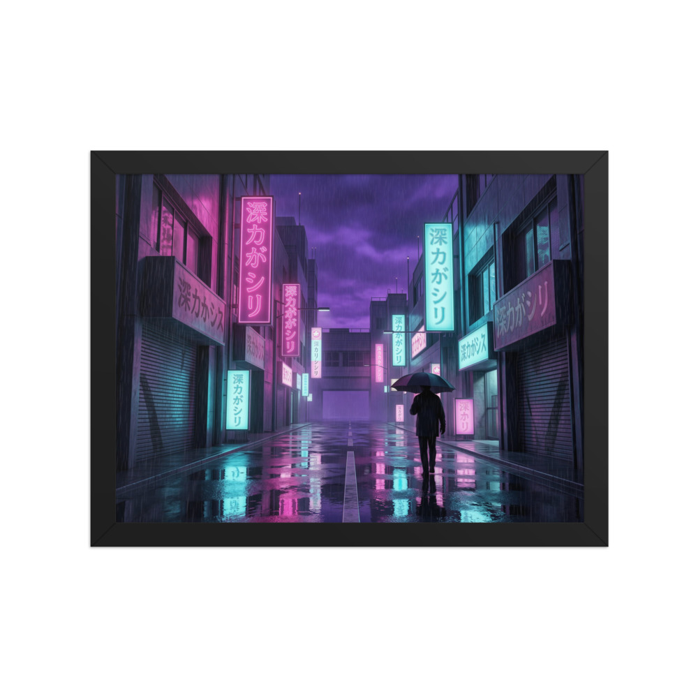 Cyberpunk Shinjuku Alley Art Print, neon Tokyo wall art, rainy night decor, cinematic gift for cyberpunk enthusiasts