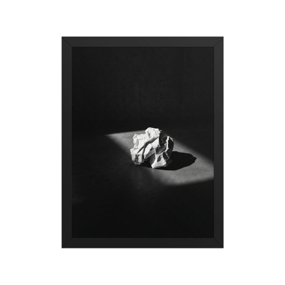 Crumpled Paper Art Print, minimalist photography, monochrome wall art, modern office decor, thoughtful gift for creatives