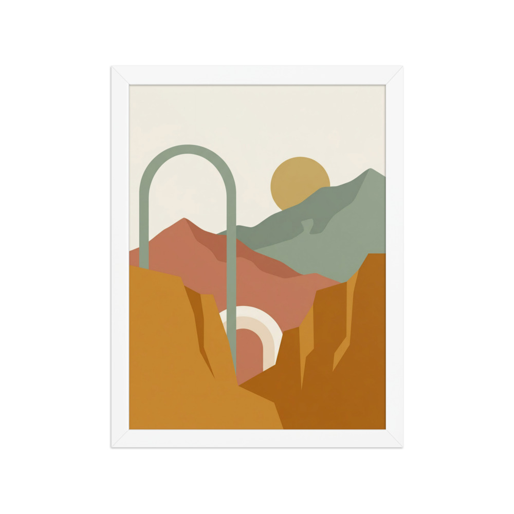 Ochre Canyon Mountain Landscape Art Print, modern minimalist boho wall decor, living room art, housewarming gift
