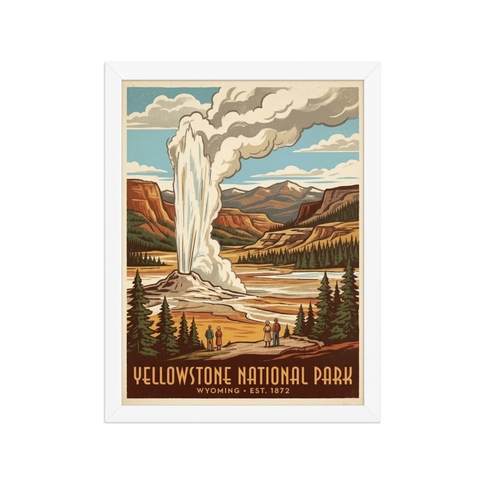 Yellowstone National Park Art Print, vintage 1930s WPA poster, art deco wall decor, travel gift for national park lovers