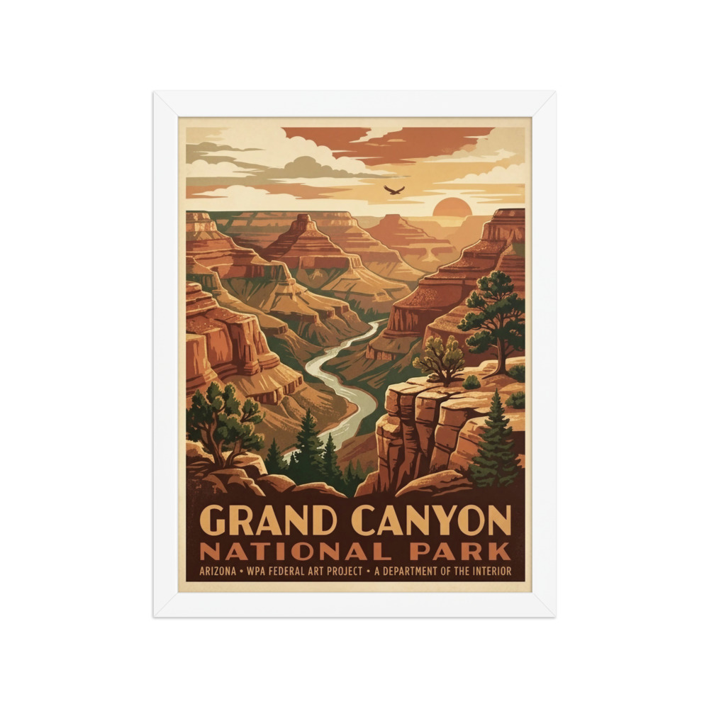 Grand Canyon WPA Poster Art Print, vintage national park decor, art deco travel poster, living room wall art, gift for hikers