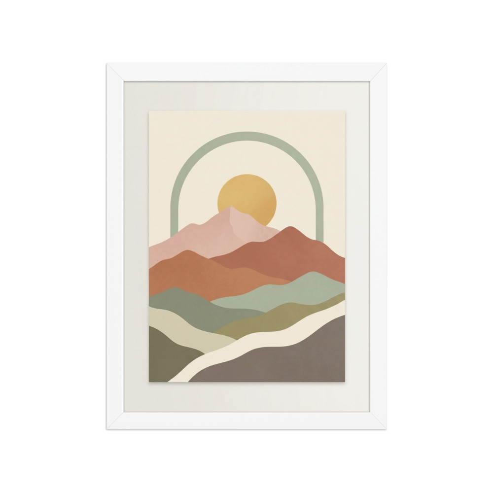 Dusty Pink Sunset Peaks Art Print, minimalist boho wall art, Scandinavian decor, bedroom gift, housewarming present