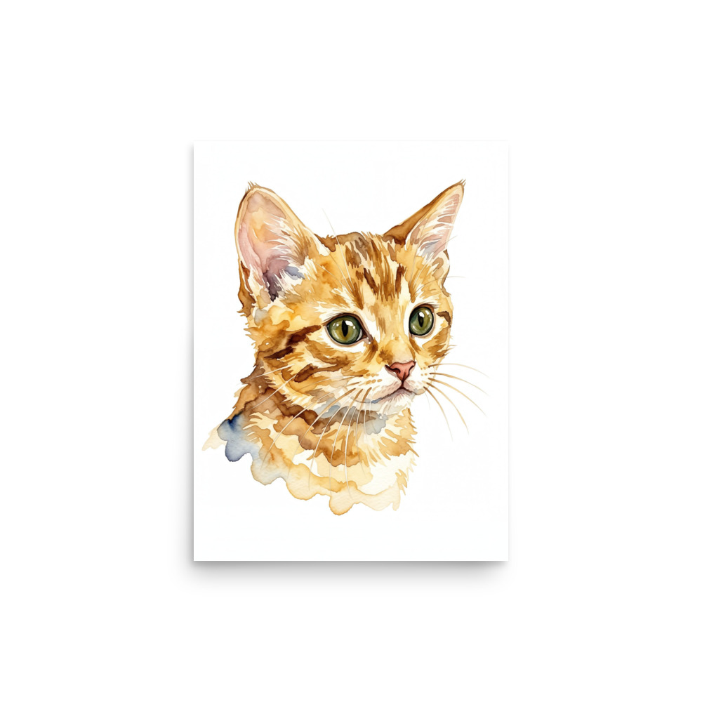 Tabby Kitten Watercolor Art Print, expressive cat portrait, nursery wall art, cat lover gift, cozy reading nook decor