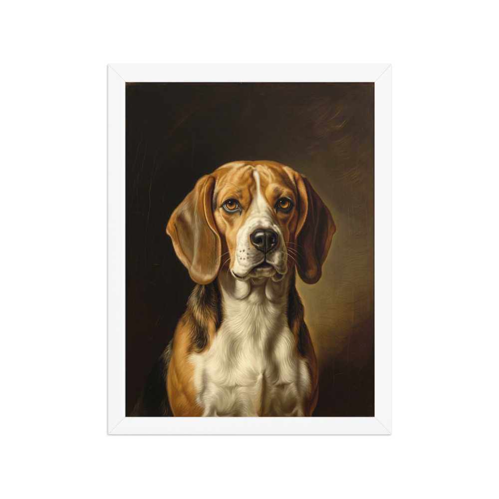 Beagle Portrait Art Print, 17th-century Dutch master style, classic living room decor, gift for Beagle lovers, dog lover gift
