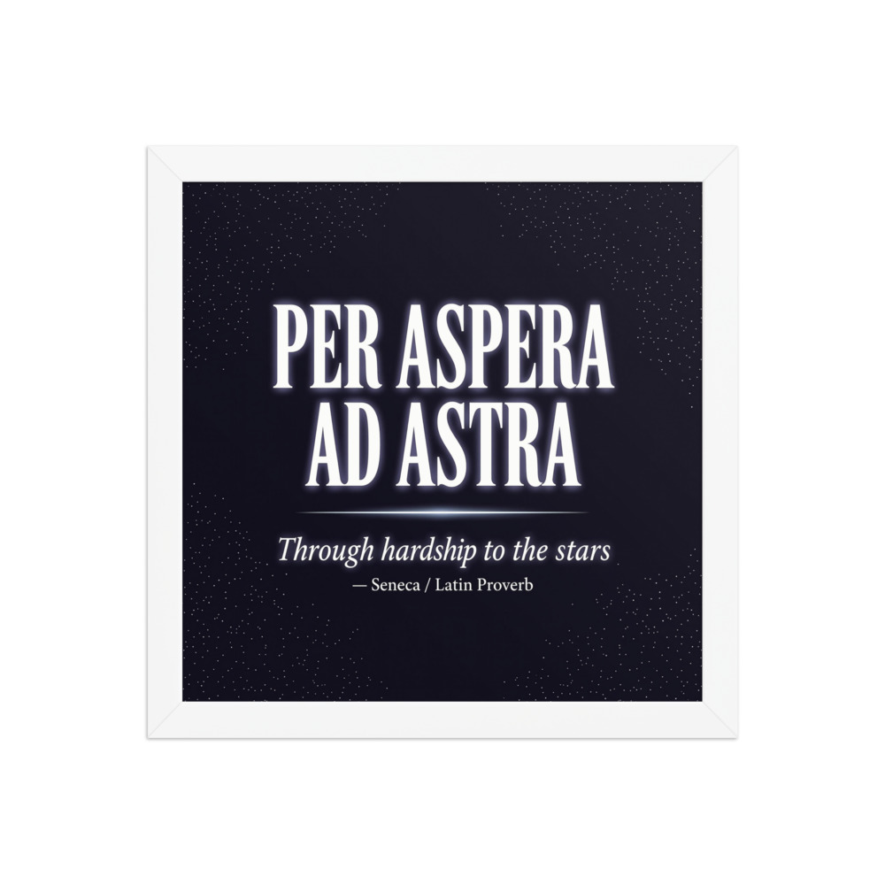 Per Aspera Ad Astra Art Print, minimalist typography, starry decor, home office or study, motivational gift for readers