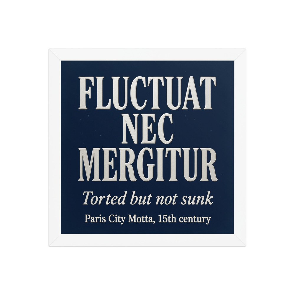 Fluctuat Nec Mergitur Art Print, vintage typography, study decor, home office, philosophical gift, Parisian design
