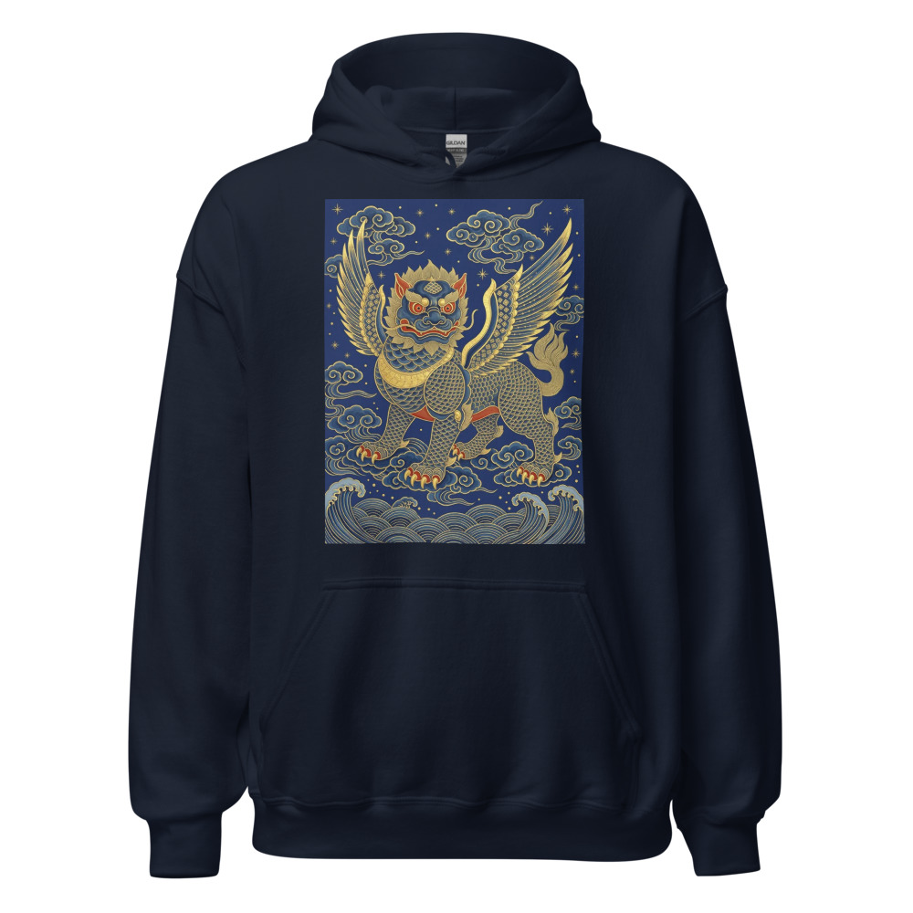 Pixiu 貔貅 Hoodie, mythical creature design, cultural streetwear, everyday casual layer, gift for art and design enthusiasts