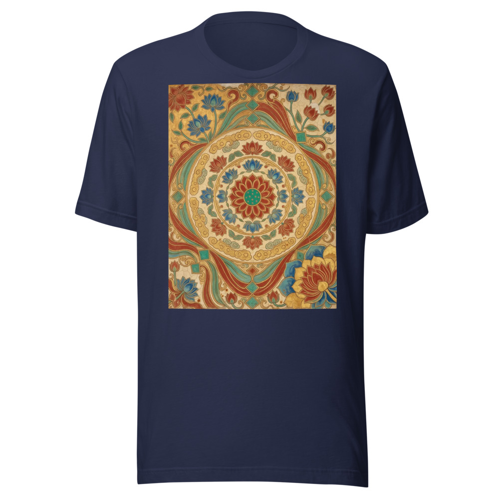 Lotus Caisson 藻井 Tee, traditional motif t-shirt, casual art clothing, cultural design gift, gift for art enthusiasts