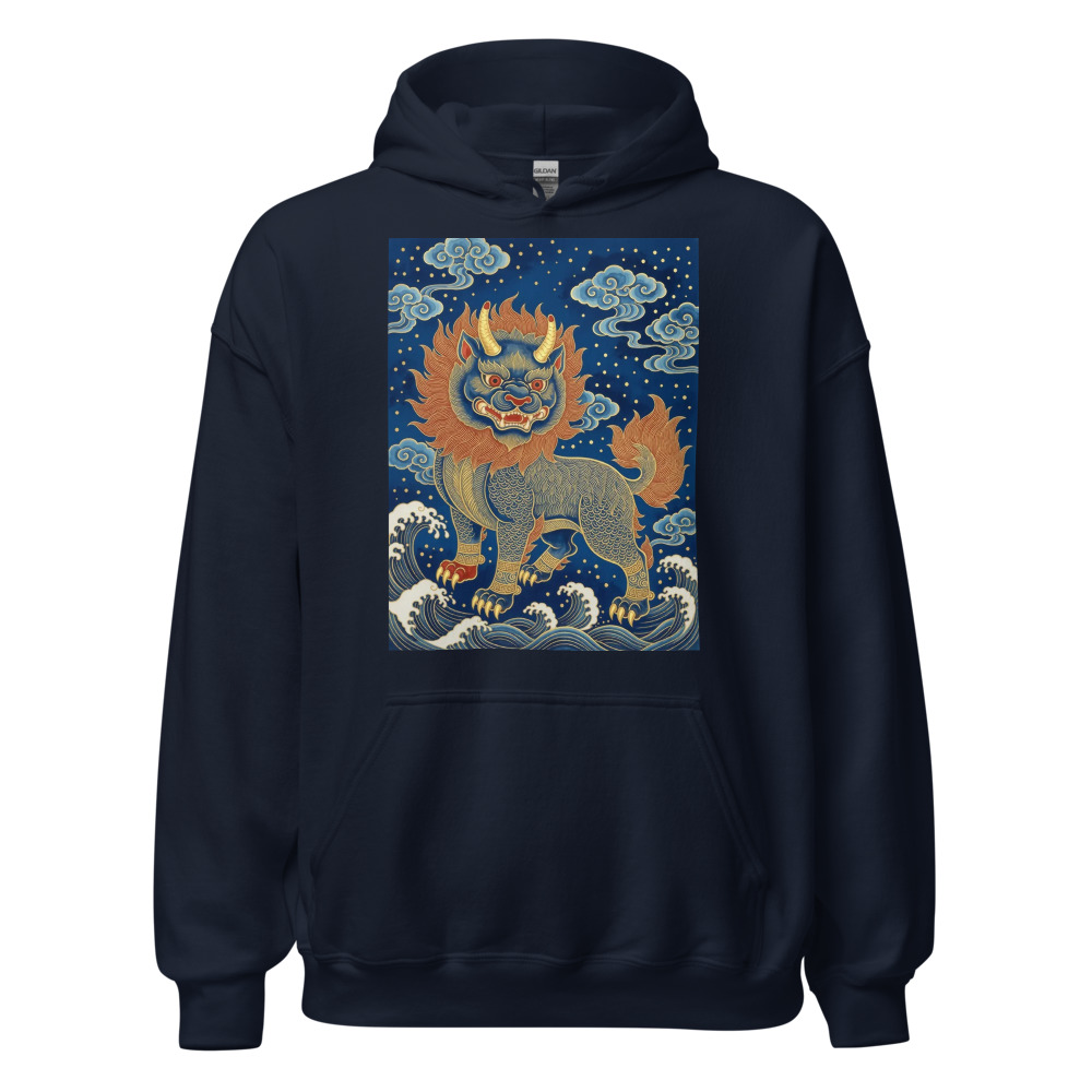 Baize 白泽 Hoodie, traditional motif art, casual everyday layer, soft cotton blend, thoughtful gift for art enthusiasts