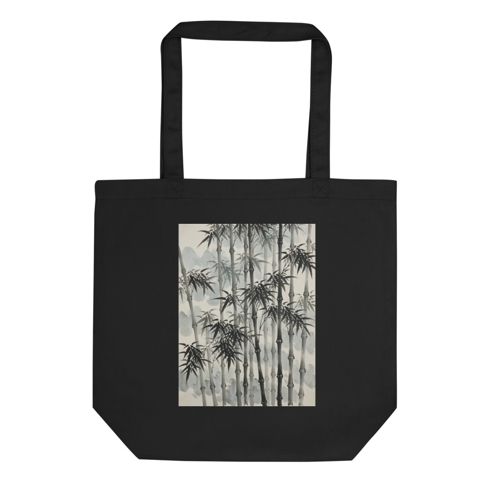 Bamboo in Rain Tote Bag, botanical organic cotton tote, everyday nature carryall, thoughtful gift for nature lovers