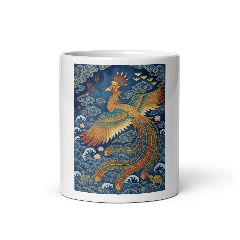 Fenghuang Phoenix 凤凰 Mug, mythical phoenix art, Chinese-inspired ceramic drinkware, daily coffee gift for art lovers