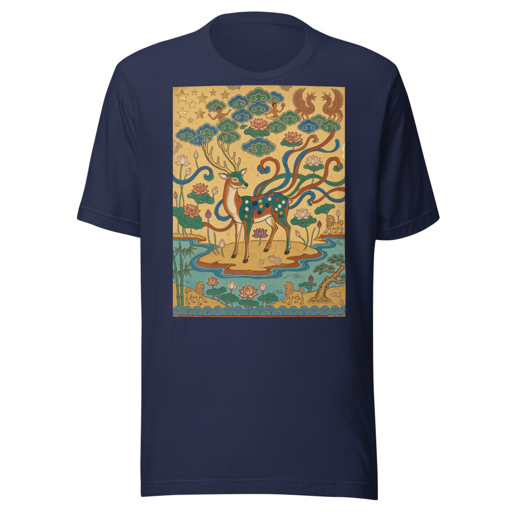 Nine-Coloured Deer 九色鹿 T-Shirt, vibrant traditional art, casual everyday style, art lover gift, deer lover gift