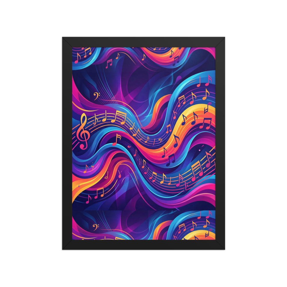 Rhythmic Wave Ribbons Art Print, abstract music wall art, modern graphic decor, music room artwork, gift for music lovers