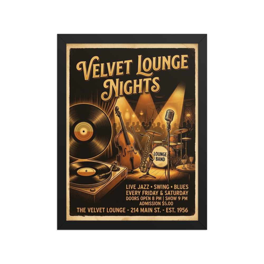 Vintage music poster art print, mid-century lounge decor, retro music room, gift for vinyl lovers, record collectors