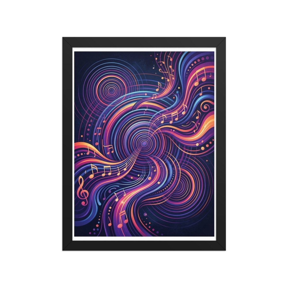 Abstract Music Art Print, bold modern graphic, vibrant gradient wall art, music room decor, gift for musicians and music lovers
