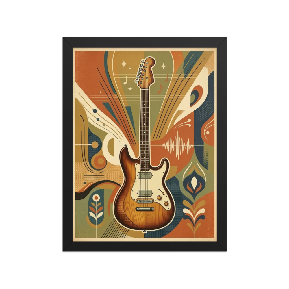 Classic Electric Guitar Art Print, vintage music poster, mid-century decor, music room wall art, gift for guitar players