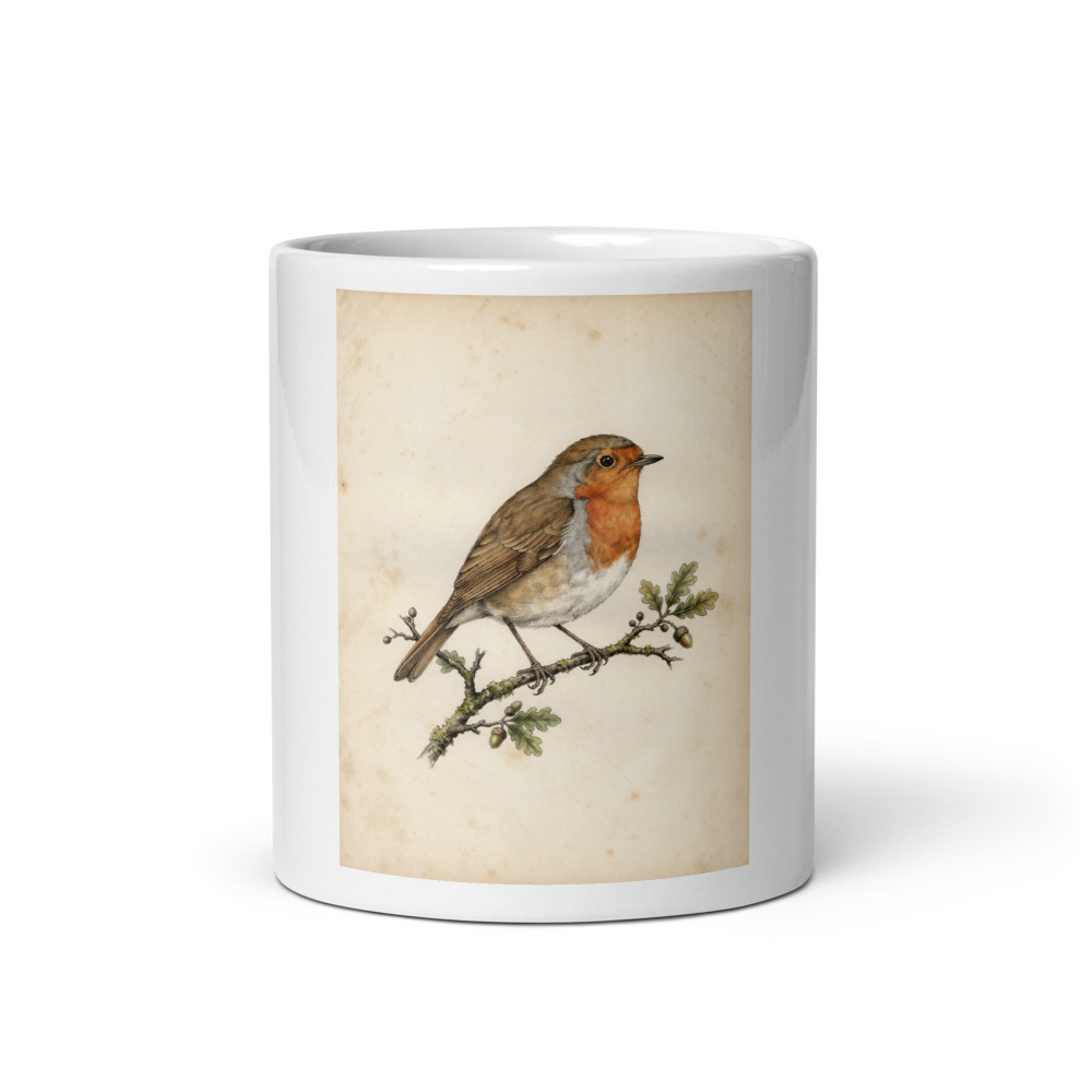 Robin Plate Mug, nature-inspired ceramic drinkware, breakfast table mug, bird lover gift, garden-inspired kitchen decor