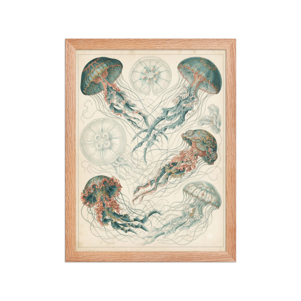 Jellyfish Sea Specimen Art Print, vintage marine illustration, coastal wall art, nautical decor, gift for ocean lovers
