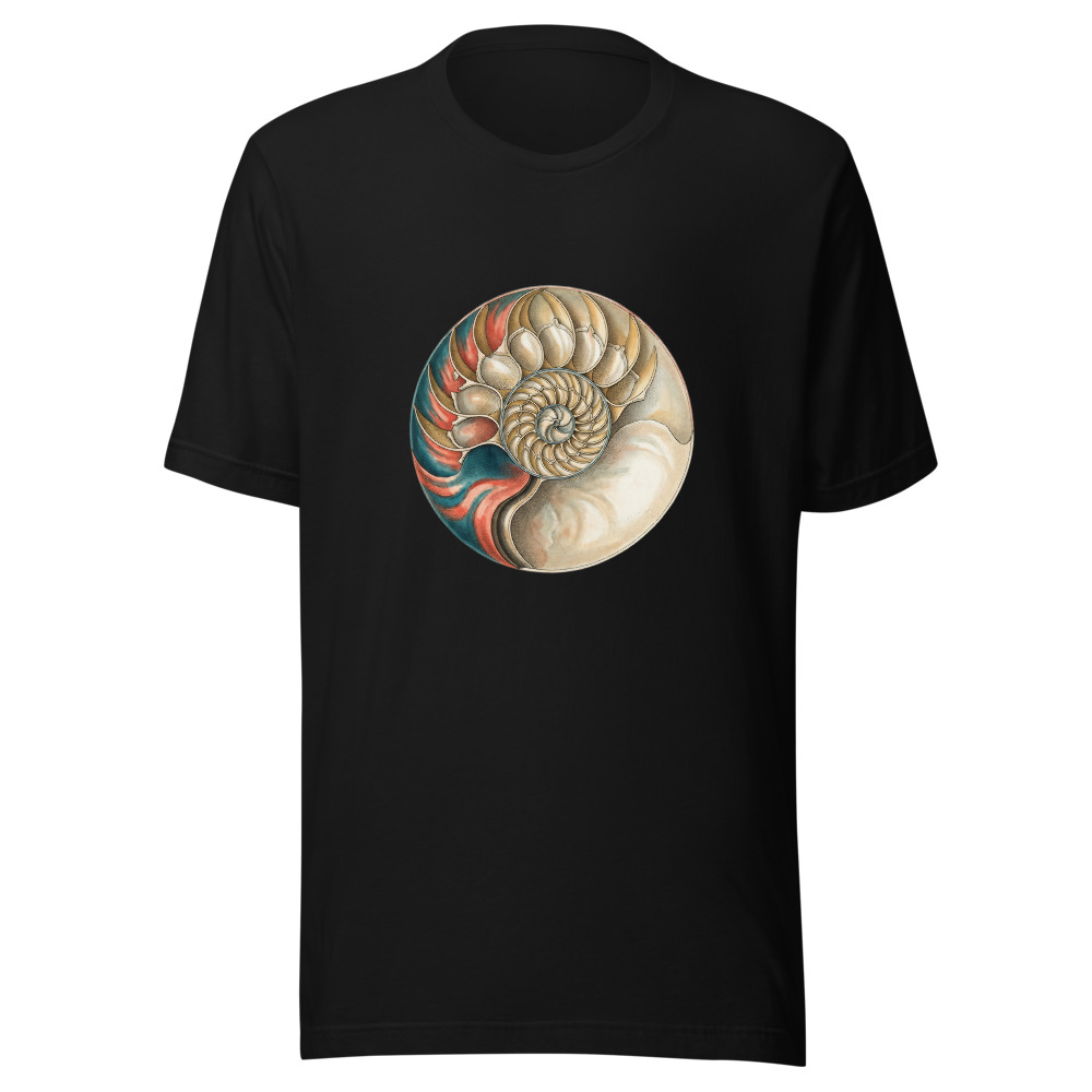 Nautilus Study T-Shirt, nautilus shell art, scientific illustration print, casual graphic tee, ocean lover gift