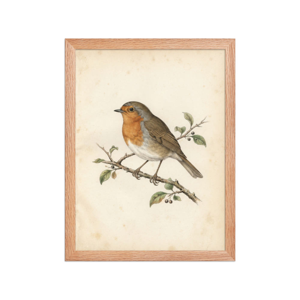 Robin Bird Art Print, antique ornithological plate, vintage natural history decor, study wall art, bird lover gift