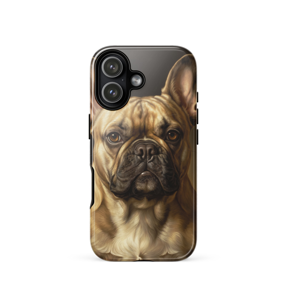 French Bulldog Portrait Tough Phone Case, iPhone 15, 16 and 17 case, Dutch master style, loyal dog gift, royal pet portrait