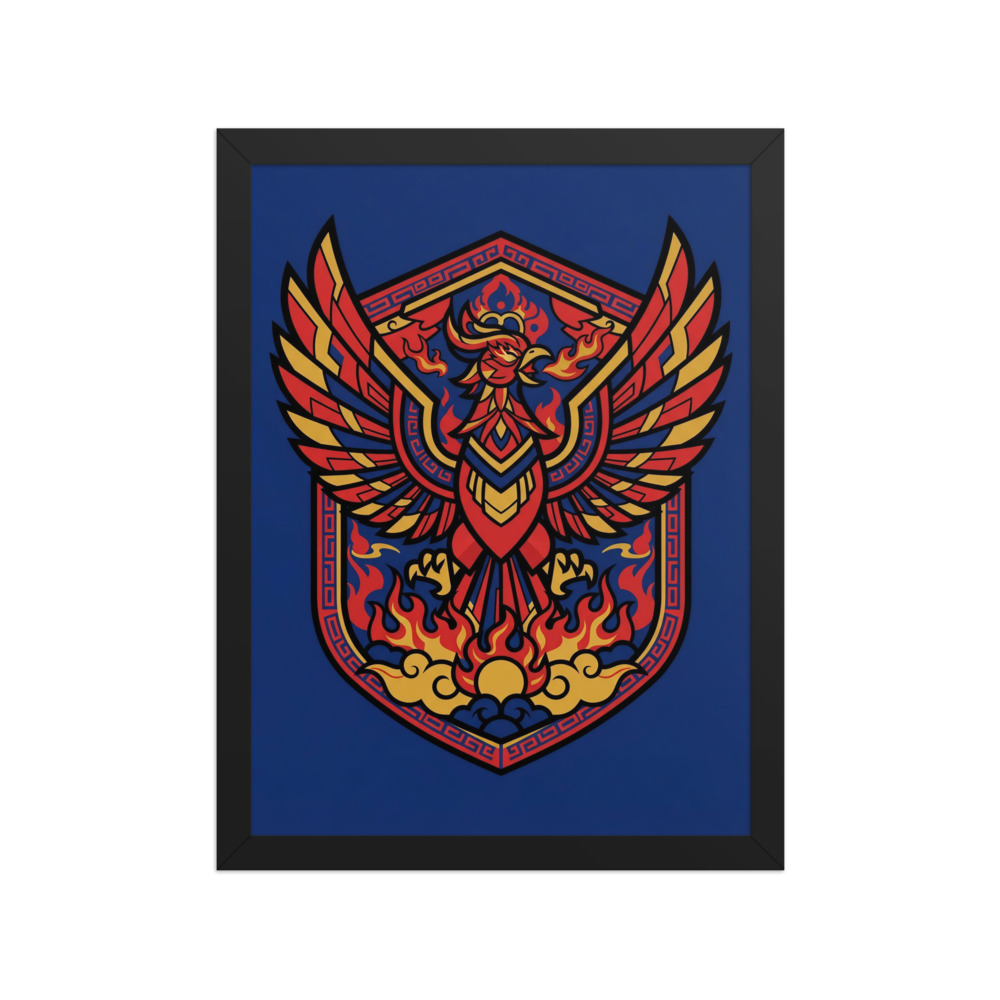 Vermilion Bird Emblem Art Print, guochao wall art, Chinese-inspired poster, modern living room decor, graphic design gift